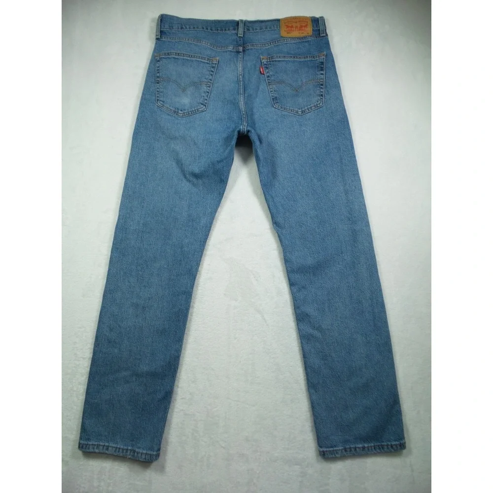 Levis 505 Mens Jeans 34 x 32 Blue Denim Straight Leg Regular Fit Stretch